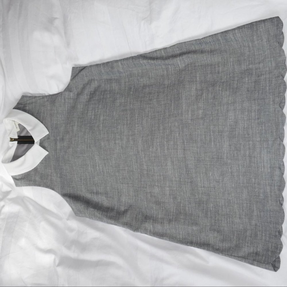 Sleeveless Monteau grey peter pan collar dress with scalloped hem